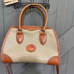 Dooney & Bourke All Weather Leather Satchel Beige Brown Vintage AWL USA Pebbled